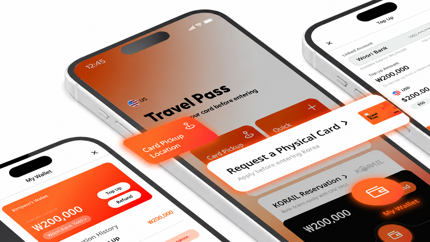 Travel Pass app feature screens